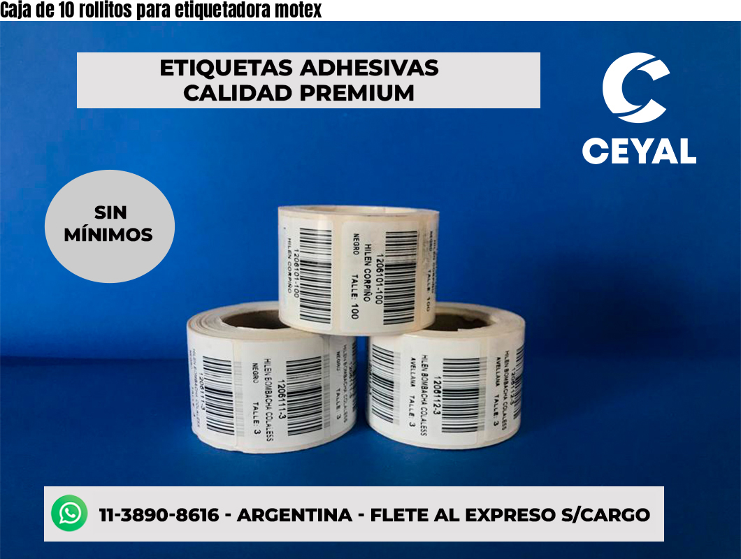 Caja de 10 rollitos para etiquetadora motex
