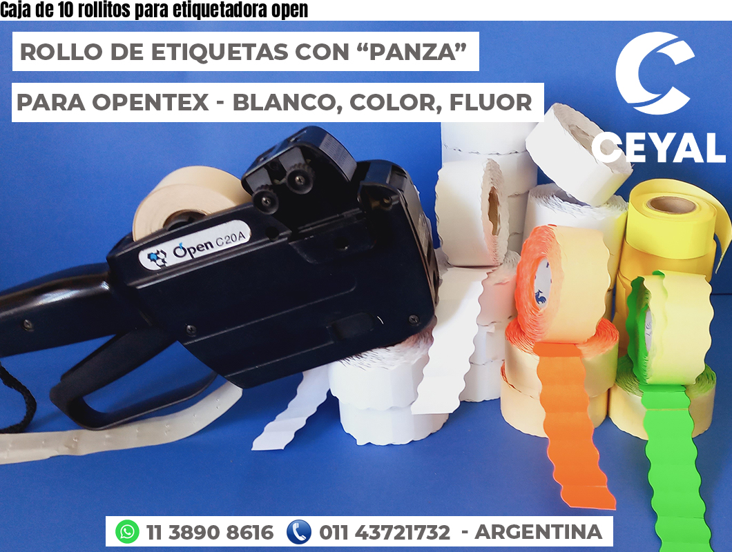 Caja de 10 rollitos para etiquetadora open