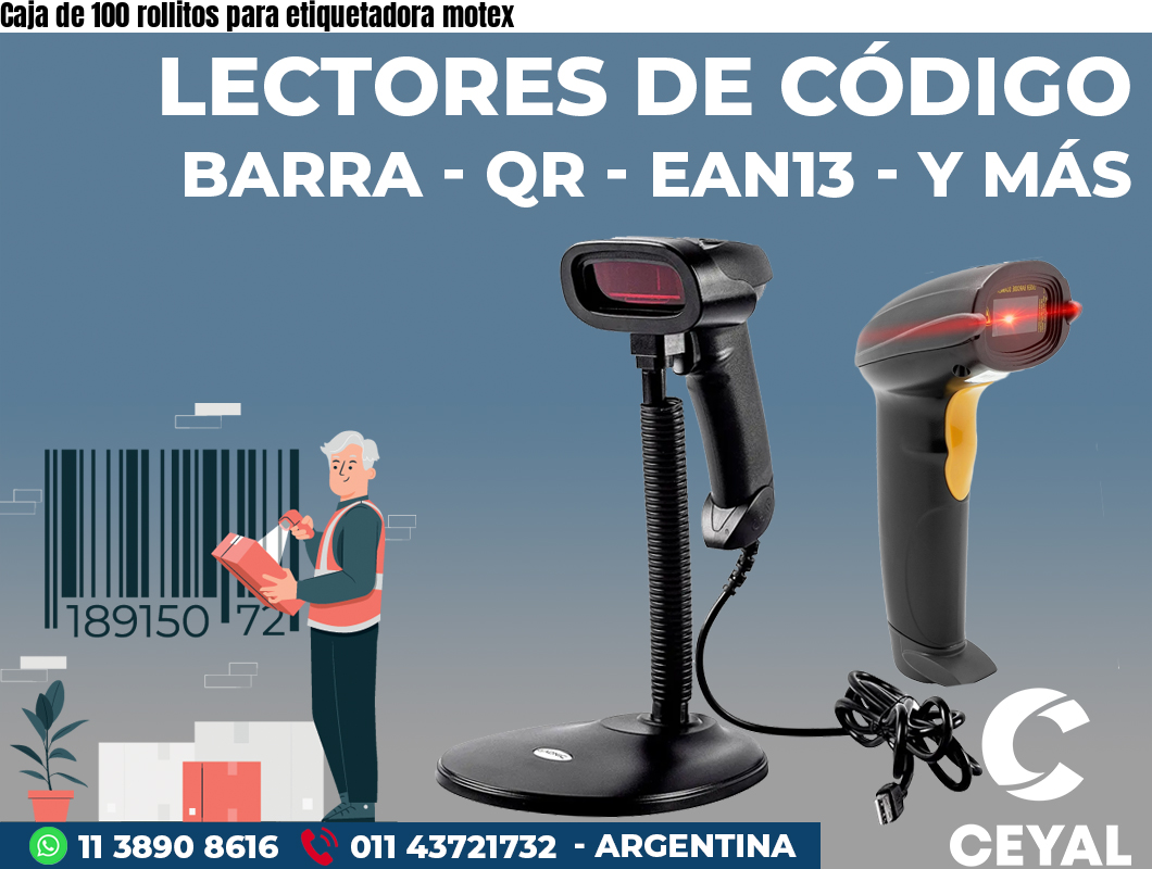 Caja de 100 rollitos para etiquetadora motex