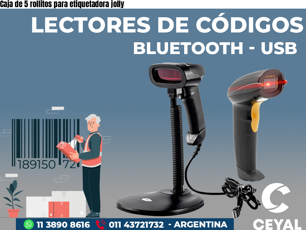 Caja de 5 rollitos para etiquetadora jolly