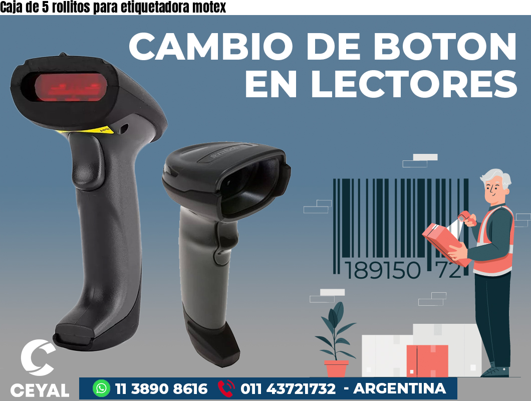 Caja de 5 rollitos para etiquetadora motex