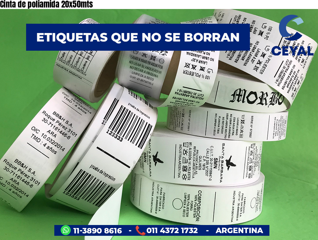 Cinta de poliamida 20x50mts