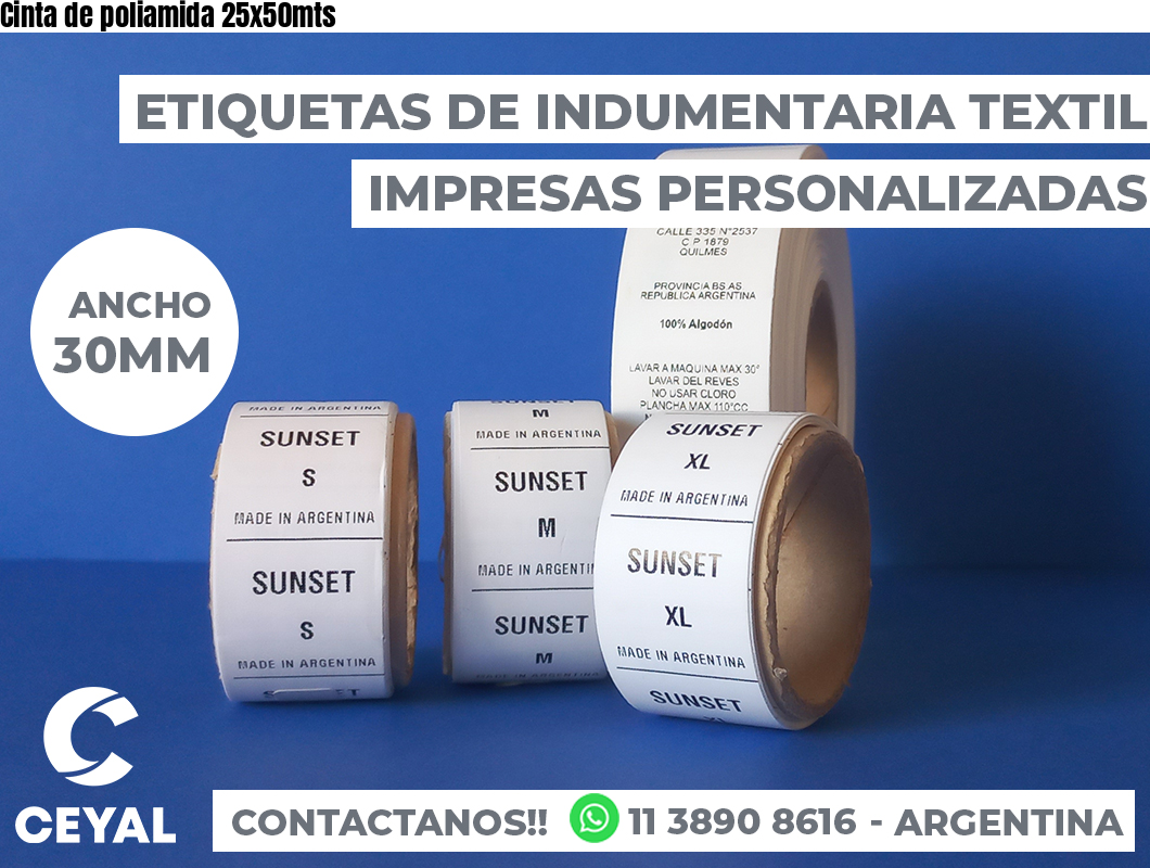 Cinta de poliamida 25x50mts