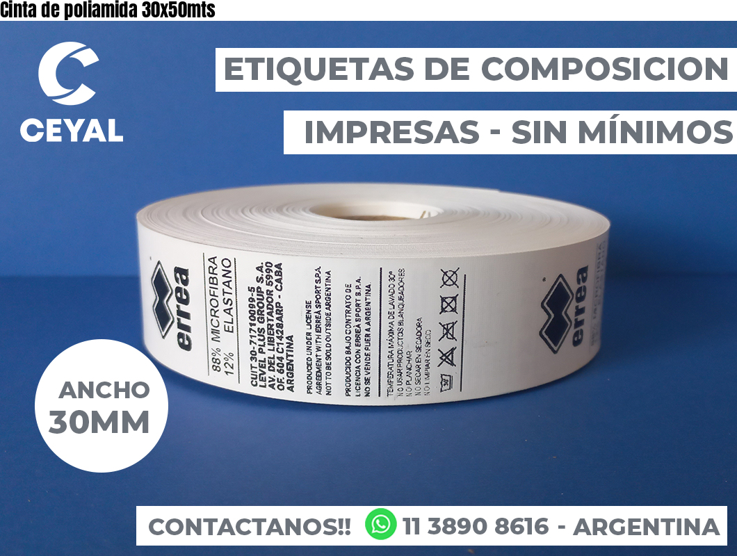 Cinta de poliamida 30x50mts