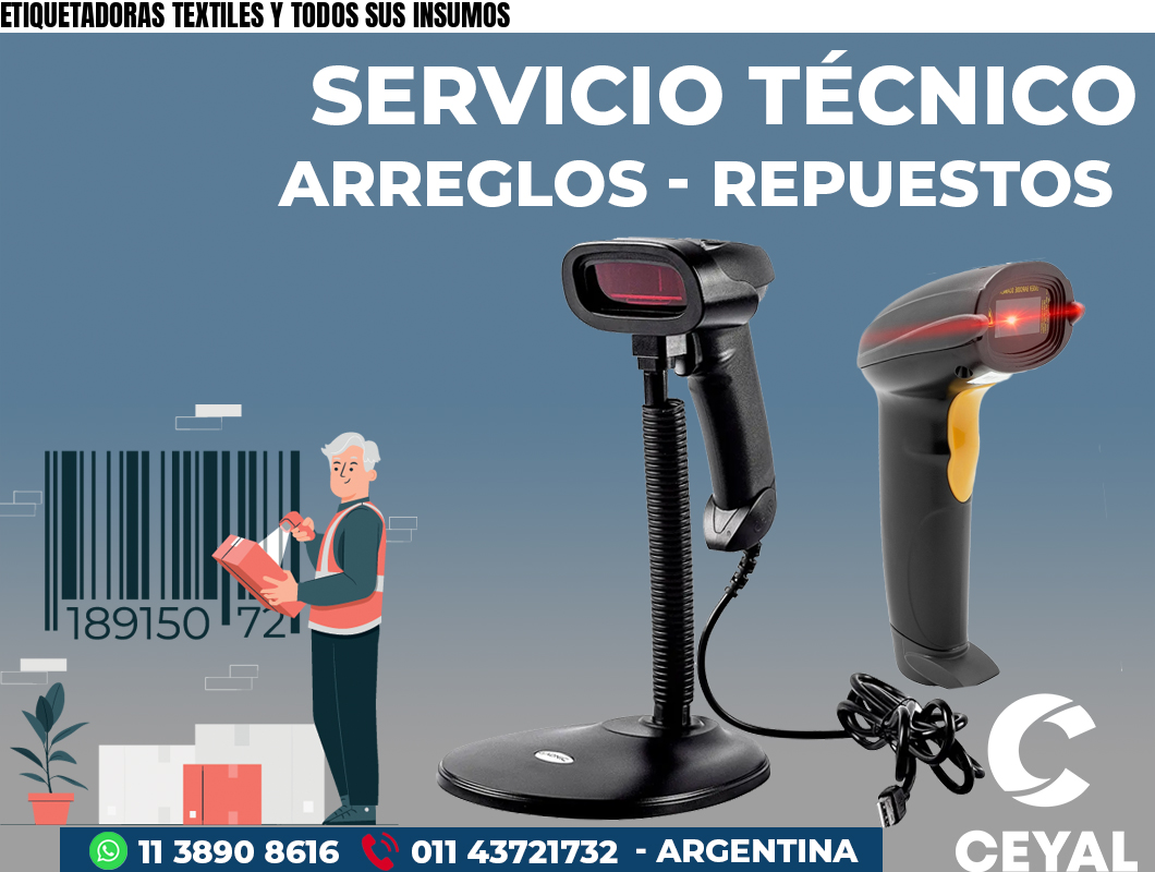 ETIQUETADORAS TEXTILES Y TODOS SUS INSUMOS