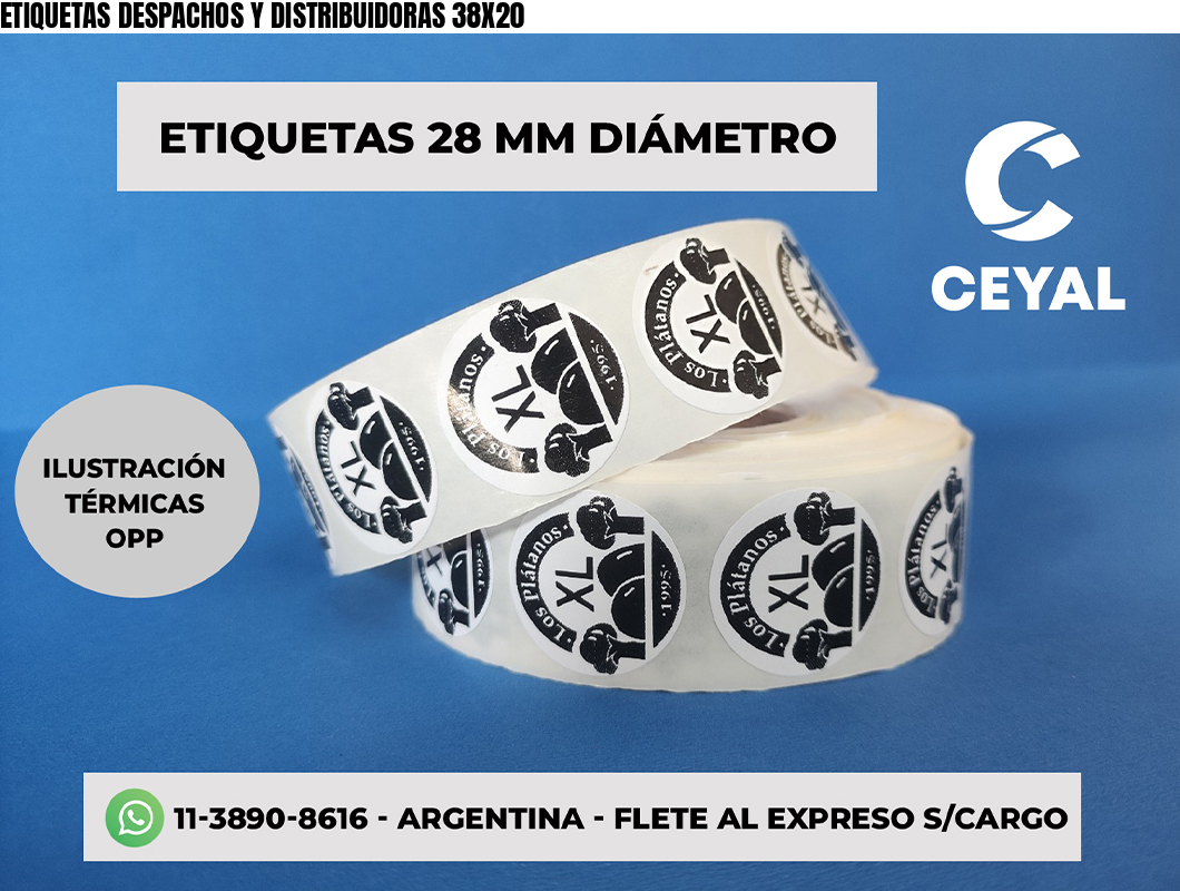ETIQUETAS DESPACHOS Y DISTRIBUIDORAS 38X20