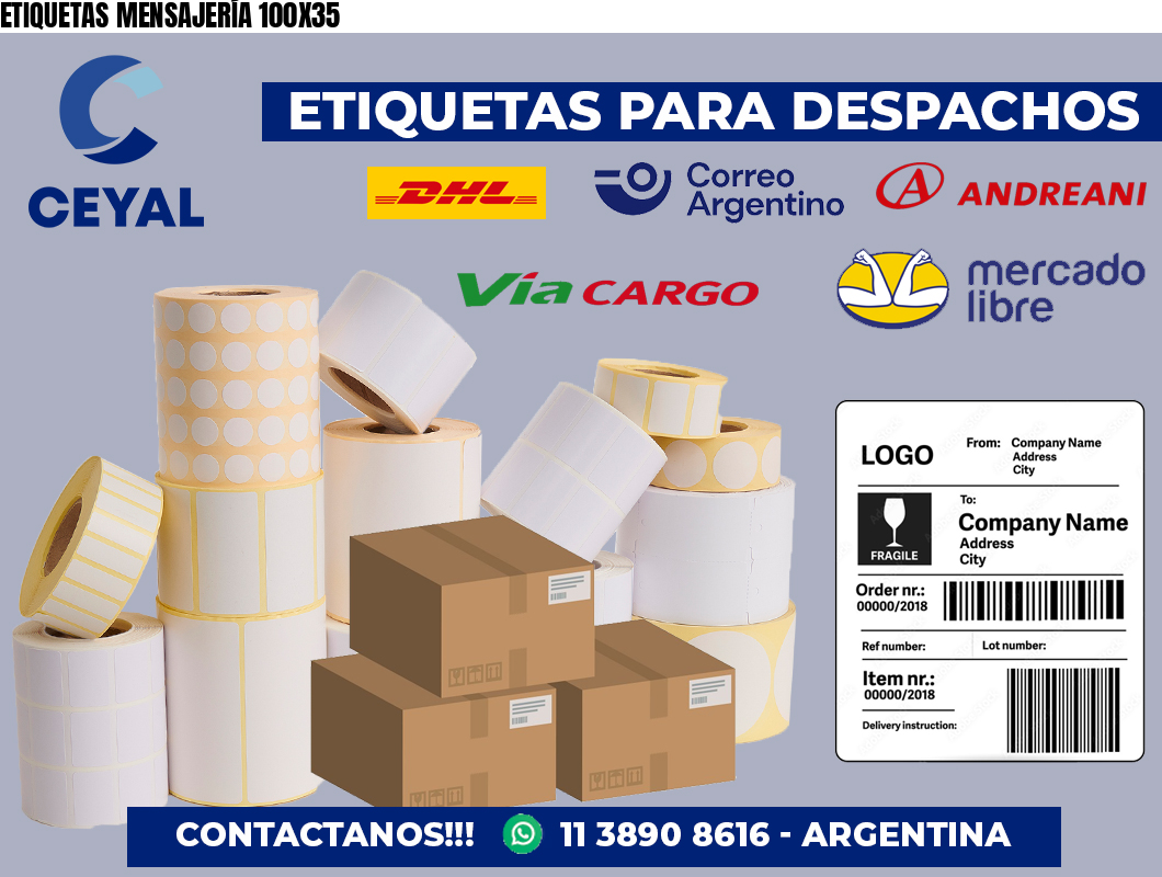 ETIQUETAS MENSAJERÍA 100X35