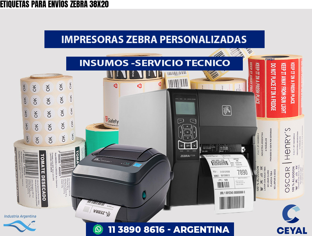 ETIQUETAS PARA ENVÍOS ZEBRA 38X20