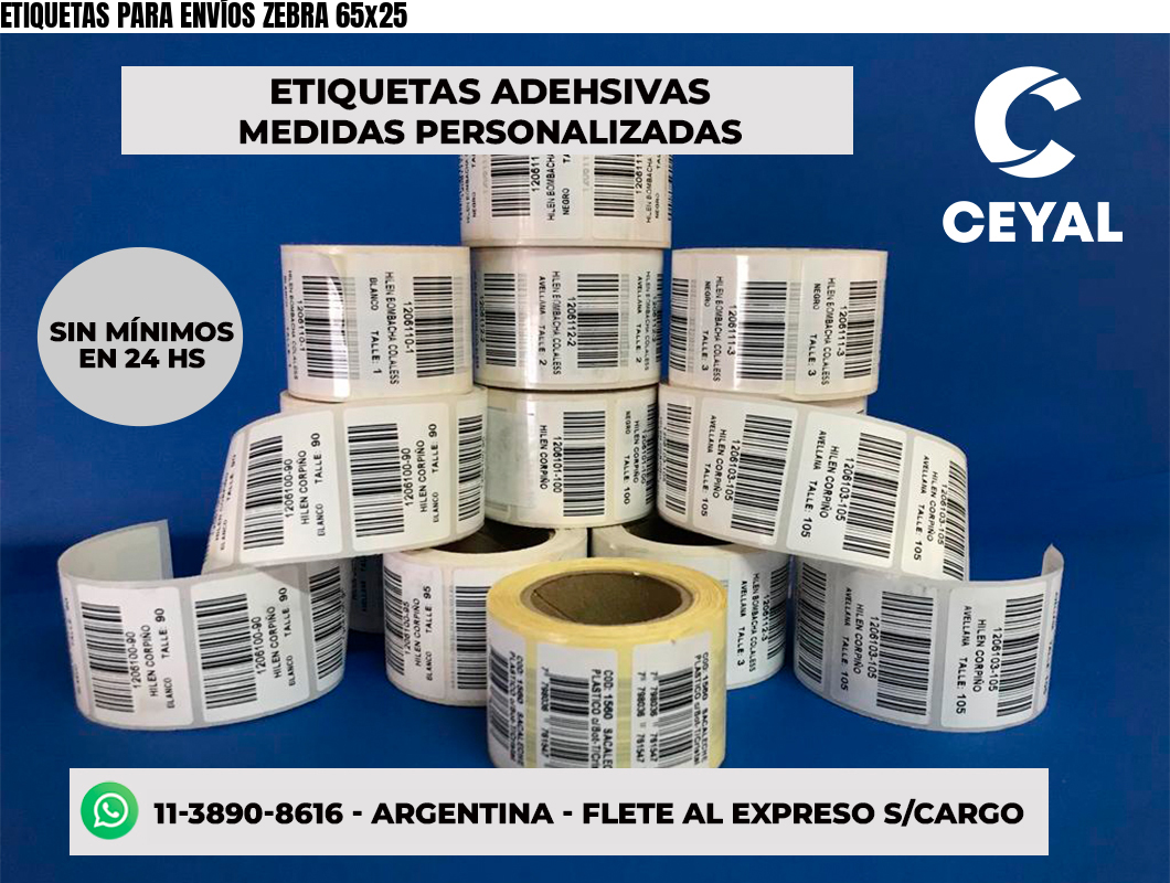 ETIQUETAS PARA ENVÍOS ZEBRA 65x25