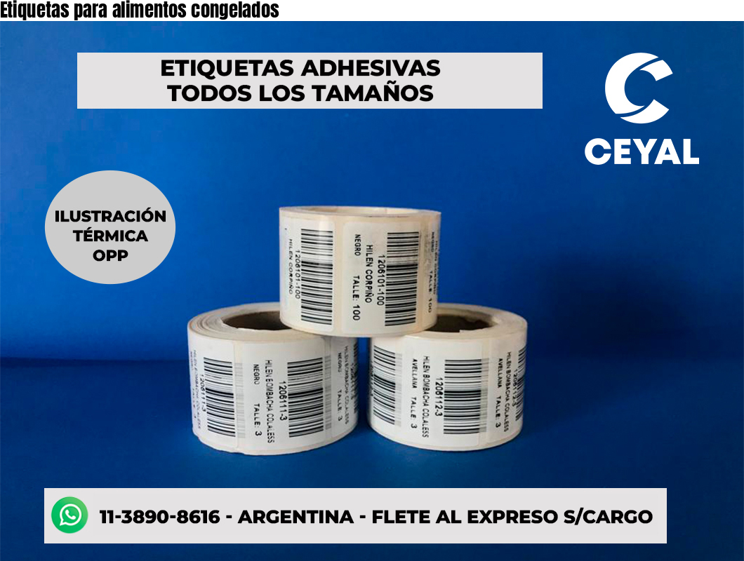 Etiquetas para alimentos congelados