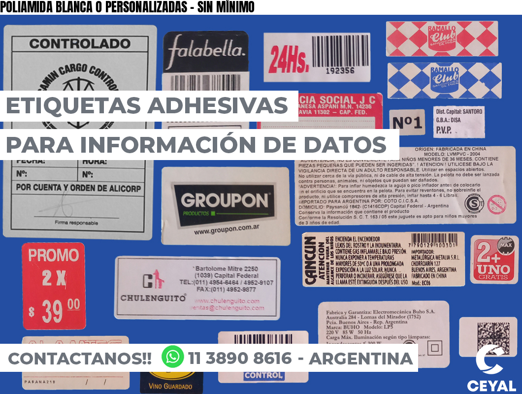 POLIAMIDA BLANCA O PERSONALIZADAS - SIN MÍNIMO
