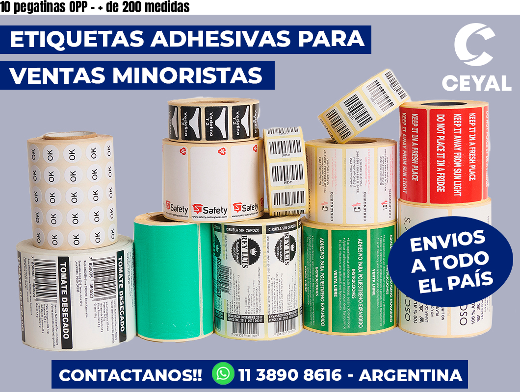 10 pegatinas OPP - + de 200 medidas