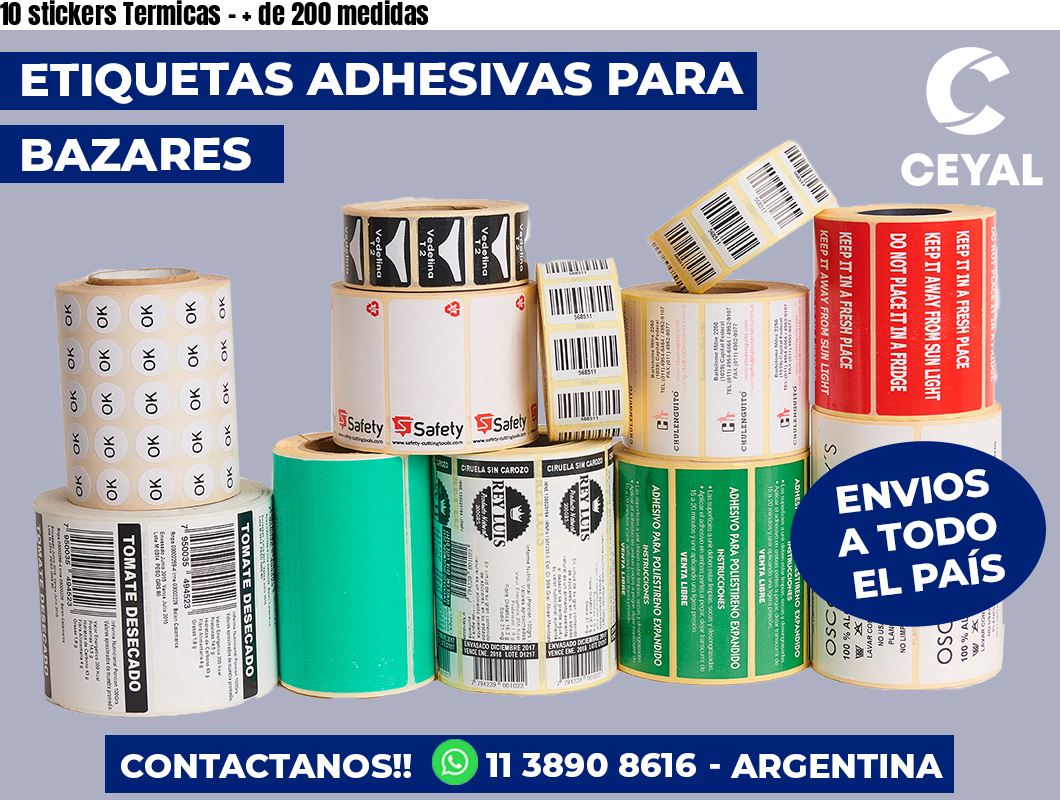 10 stickers Termicas - + de 200 medidas
