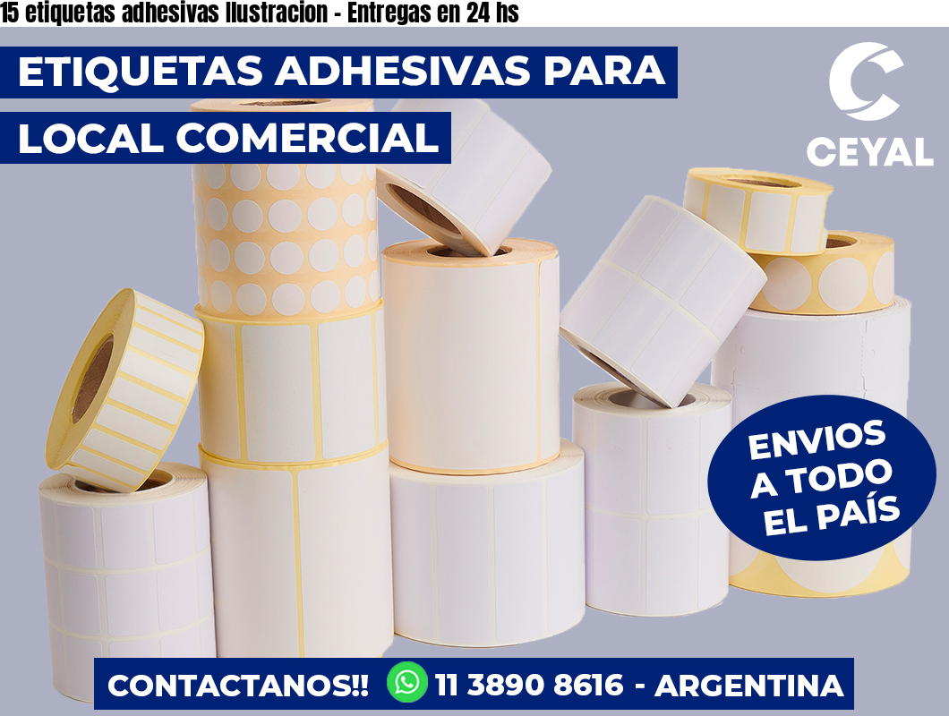 15 etiquetas adhesivas Ilustracion – Entregas en 24 hs