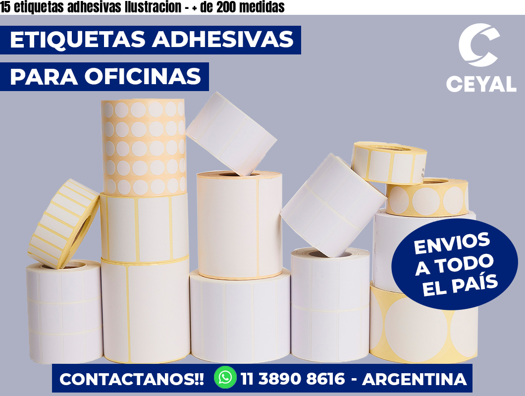15 etiquetas adhesivas Ilustracion – + de 200 medidas