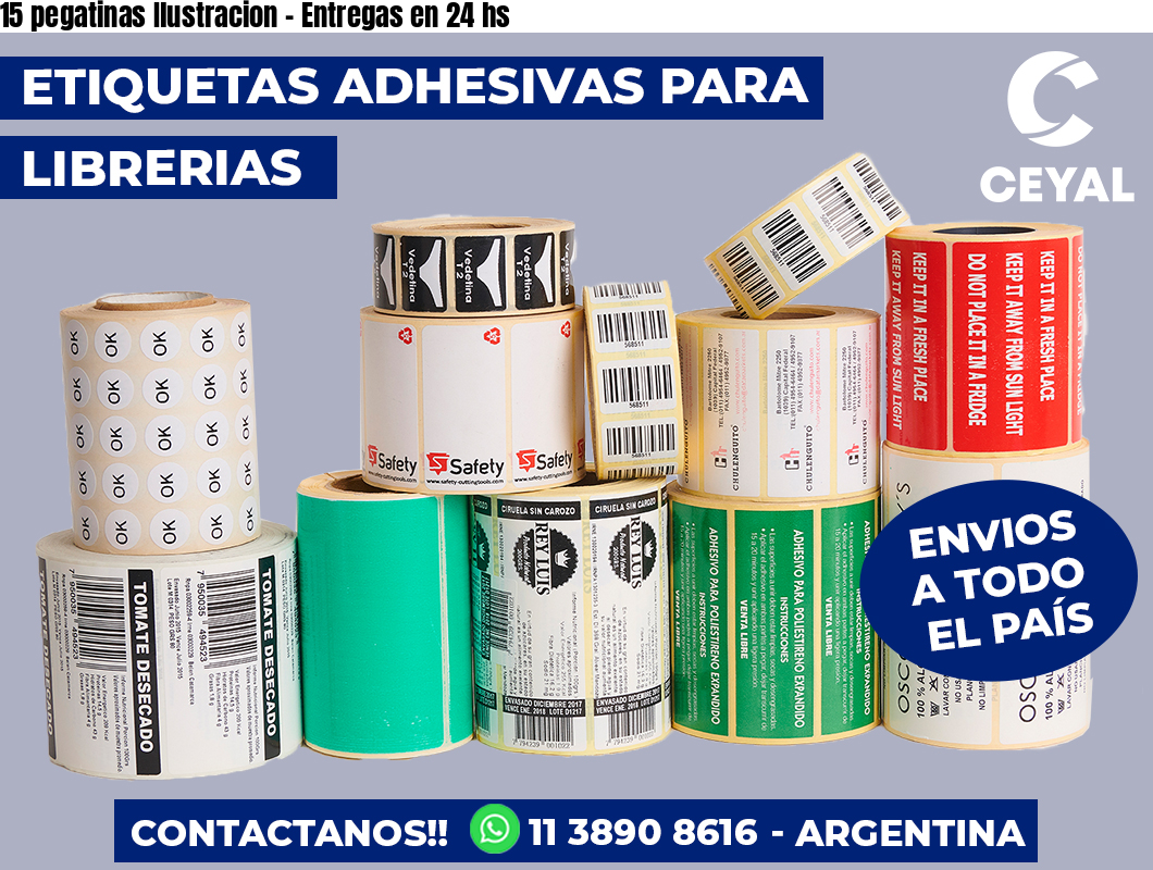 15 pegatinas Ilustracion - Entregas en 24 hs
