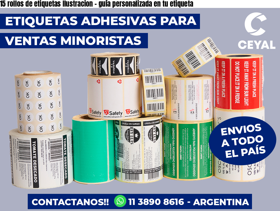 15 rollos de etiquetas Ilustracion - guía personalizada en tu etiqueta