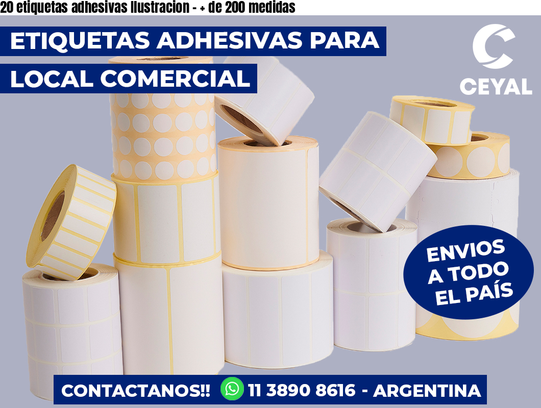 20 etiquetas adhesivas Ilustracion - + de 200 medidas