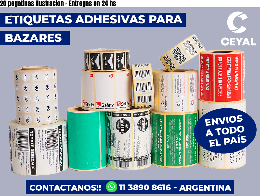 20 pegatinas Ilustracion - Entregas en 24 hs