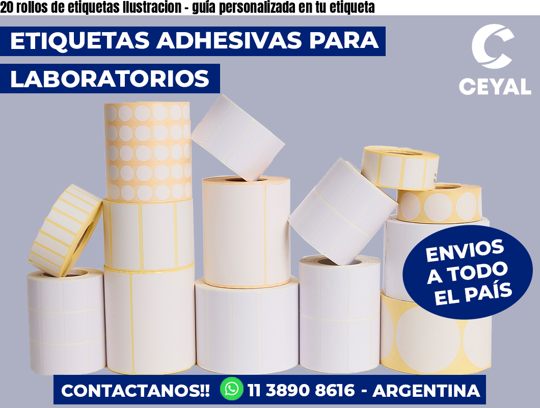 20 rollos de etiquetas Ilustracion - guía personalizada en tu etiqueta