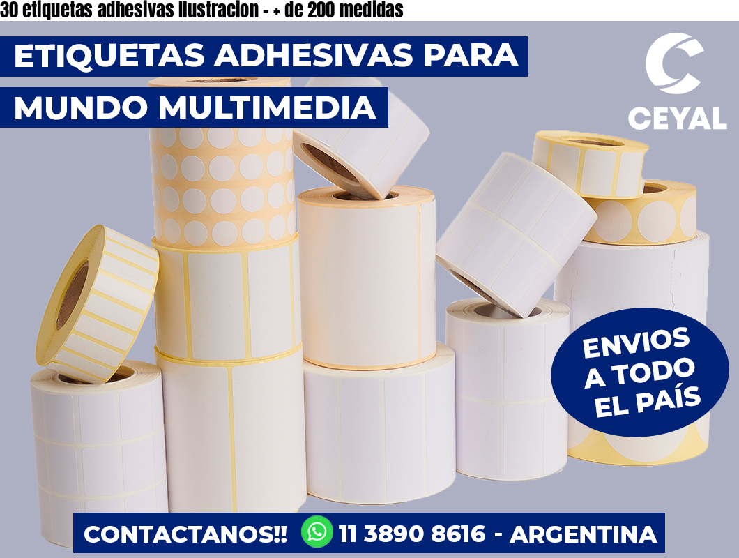 30 etiquetas adhesivas Ilustracion – + de 200 medidas