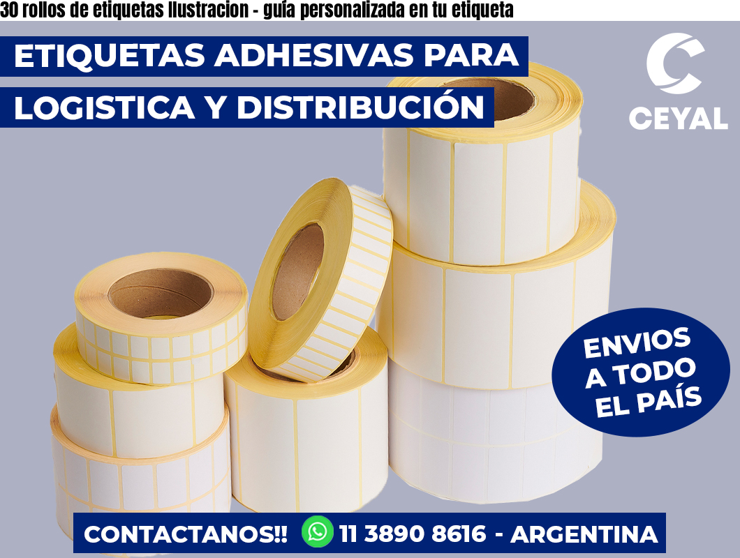 30 rollos de etiquetas Ilustracion - guía personalizada en tu etiqueta