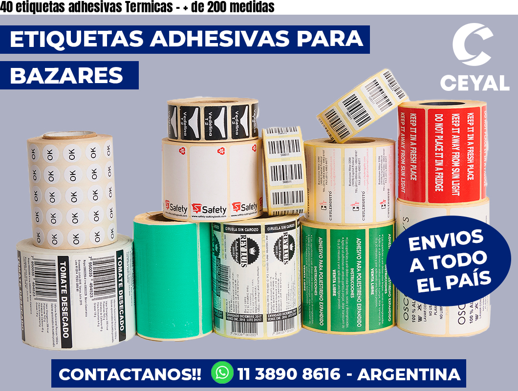 40 etiquetas adhesivas Termicas – + de 200 medidas
