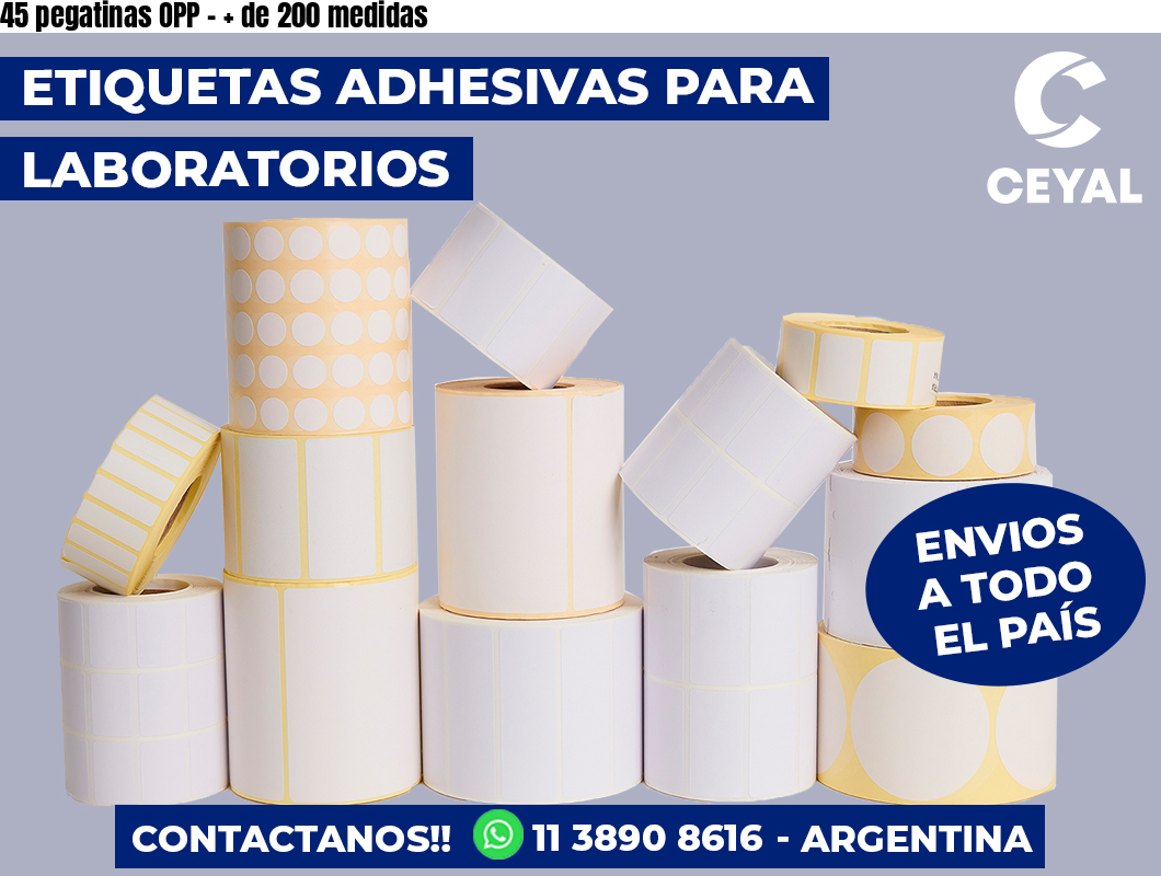 45 pegatinas OPP - + de 200 medidas