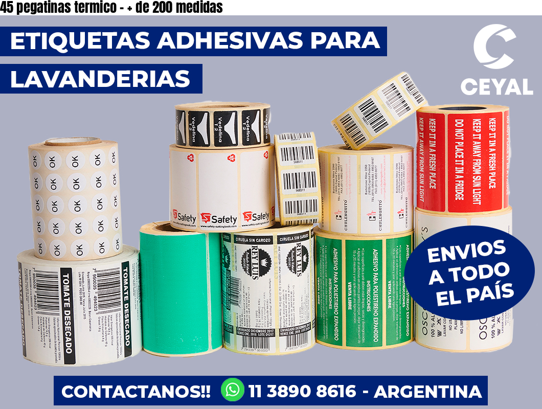 45 pegatinas termico - + de 200 medidas