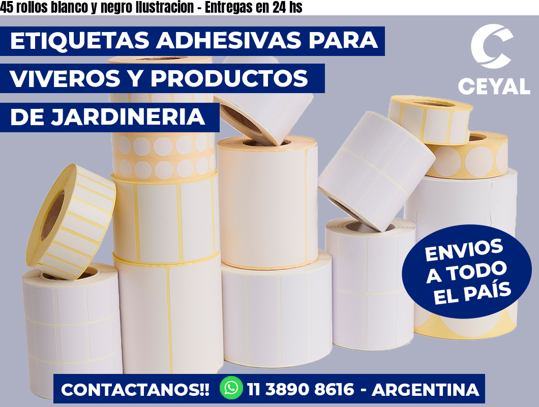 45 rollos blanco y negro Ilustracion – Entregas en 24 hs