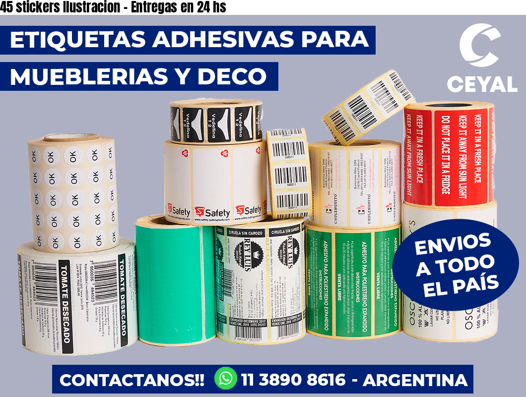 45 stickers Ilustracion – Entregas en 24 hs