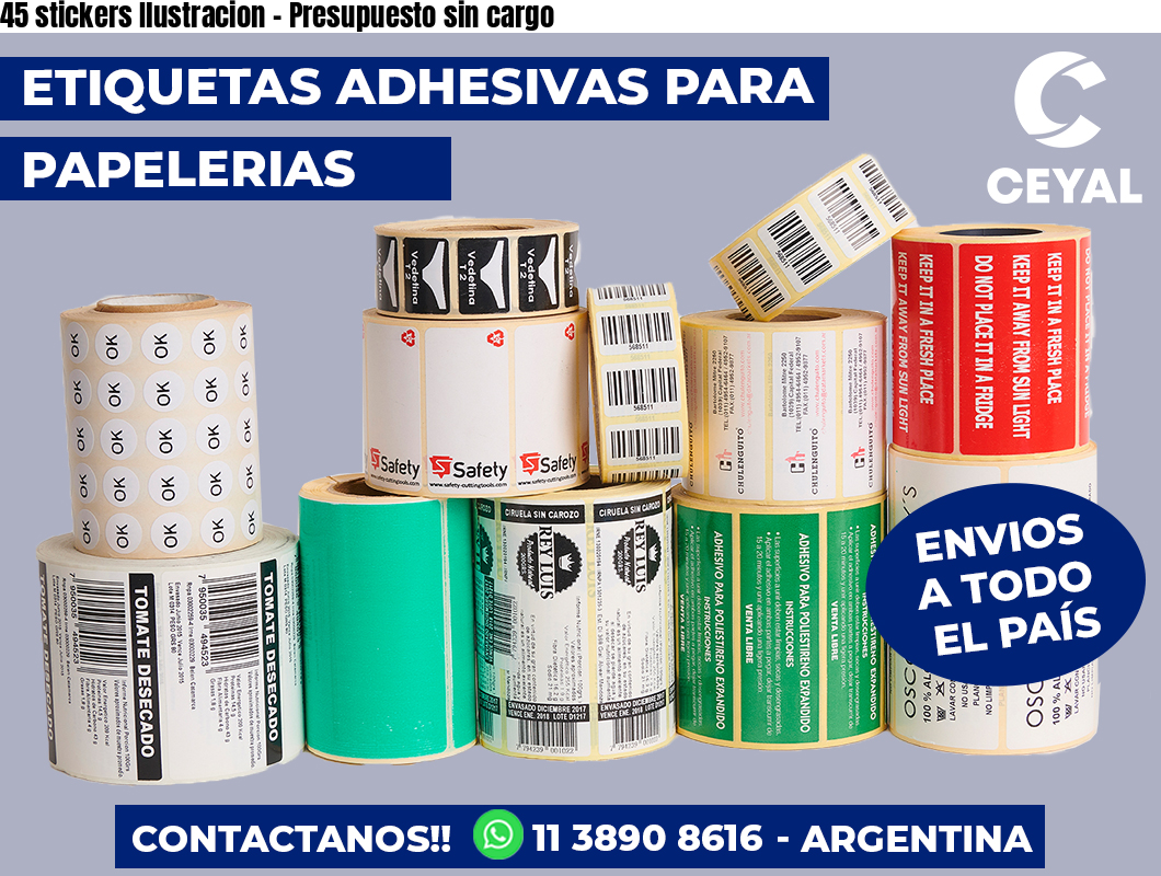 45 stickers Ilustracion - Presupuesto sin cargo