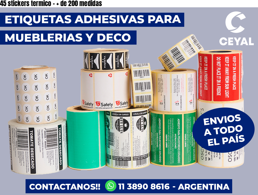 45 stickers termico - + de 200 medidas