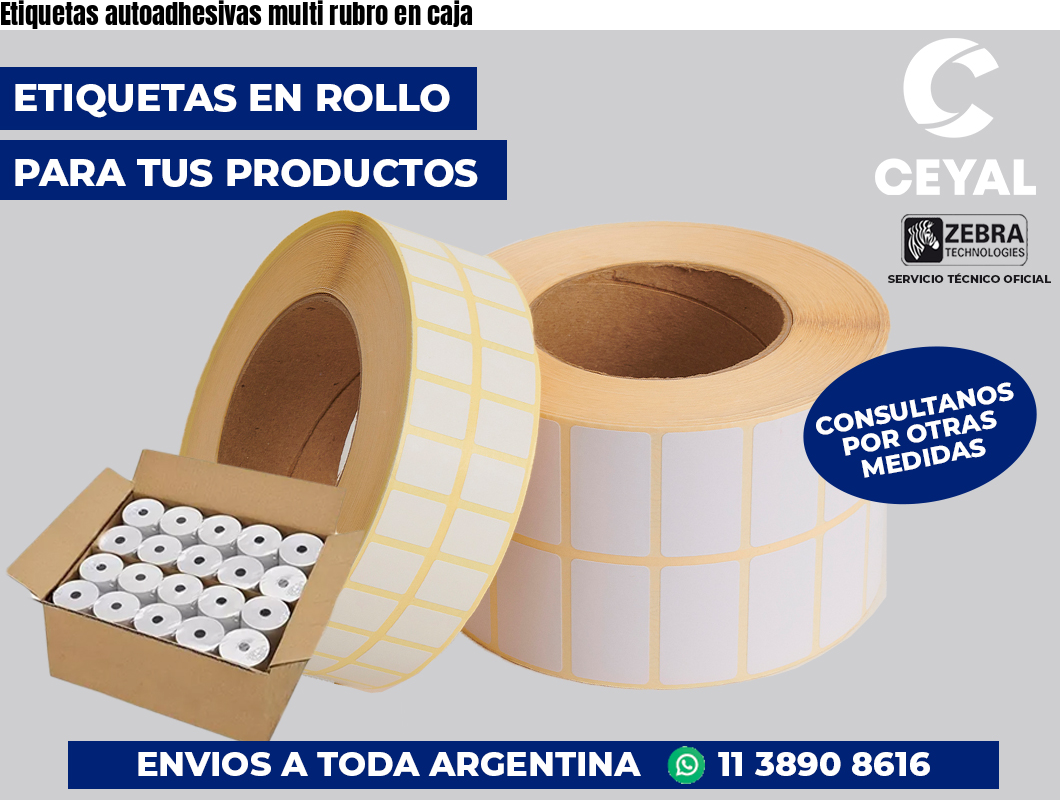 Etiquetas autoadhesivas multi rubro en caja