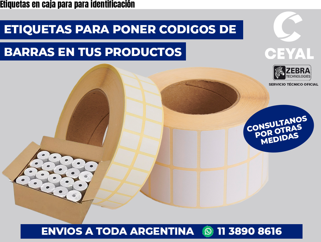 Etiquetas en caja para para identificación