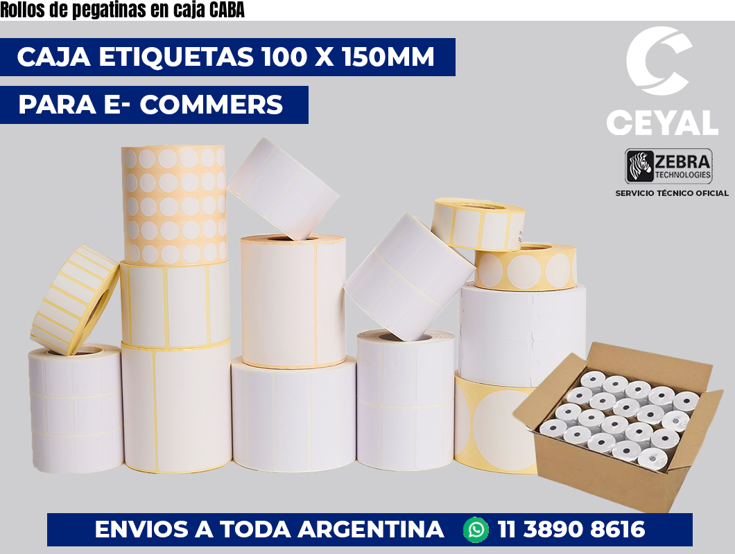 Rollos de pegatinas en caja CABA