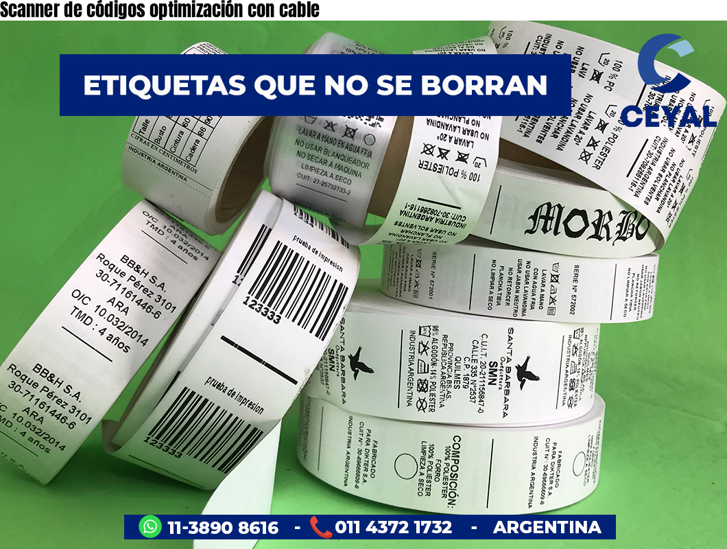 Scanner de códigos optimización con cable