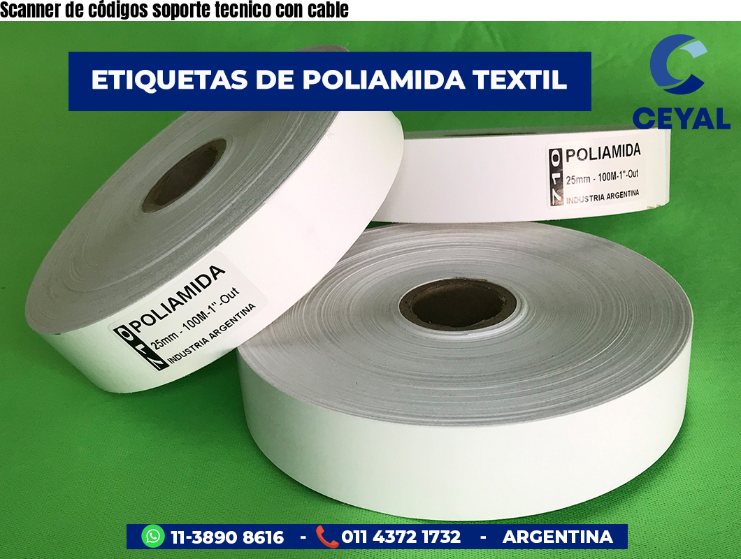 Scanner de códigos soporte tecnico con cable