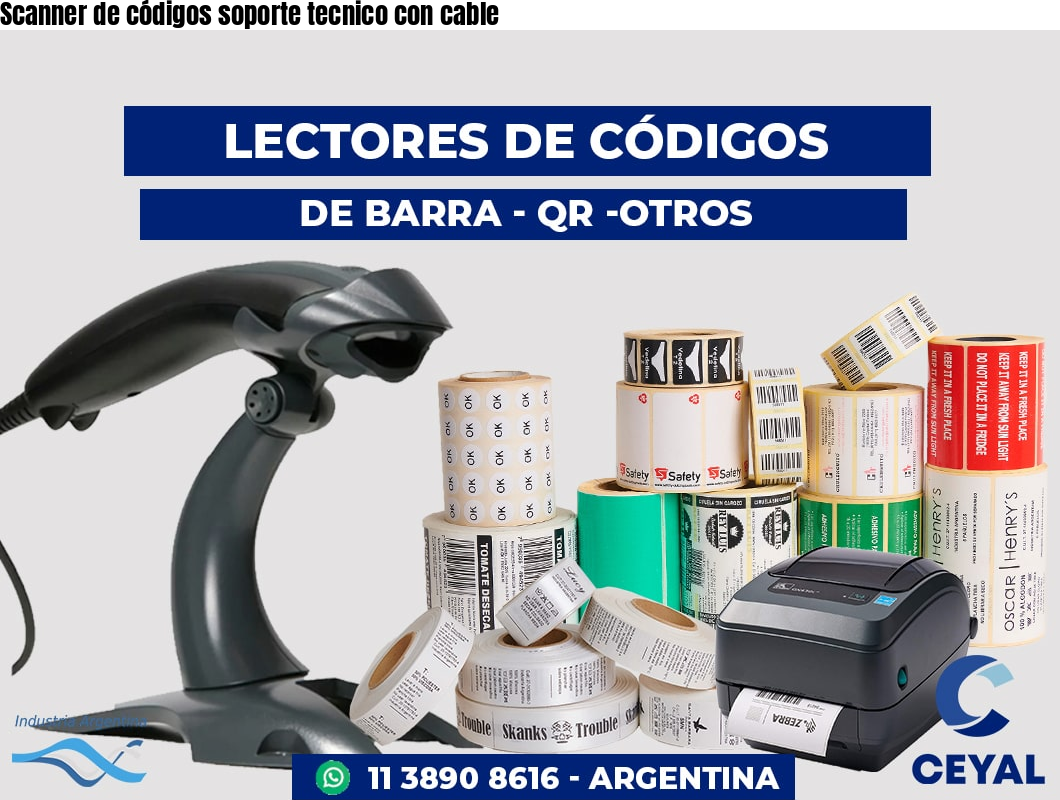 Scanner de códigos soporte tecnico con cable