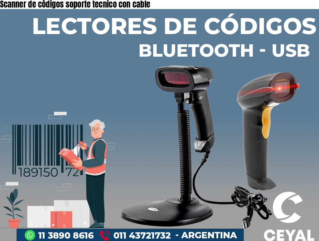 Scanner de códigos soporte tecnico con cable