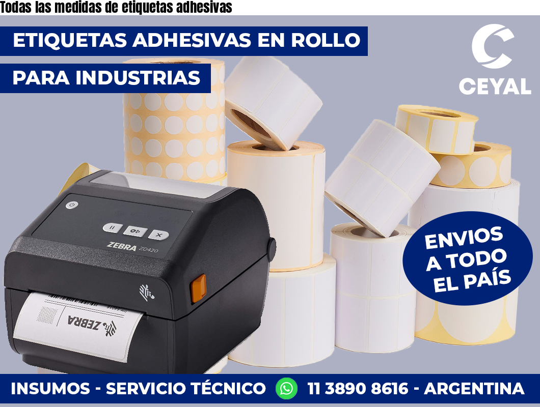 Todas las medidas de etiquetas adhesivas