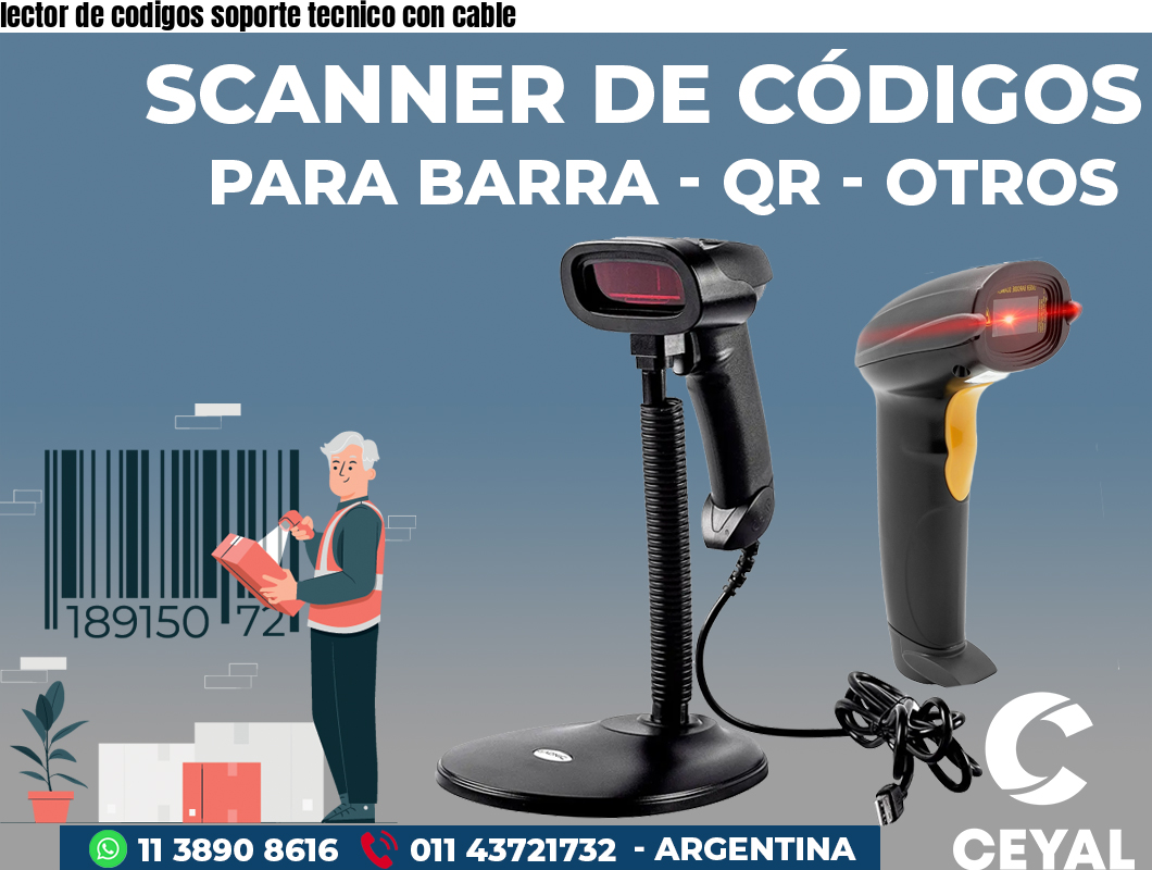 lector de codigos soporte tecnico con cable