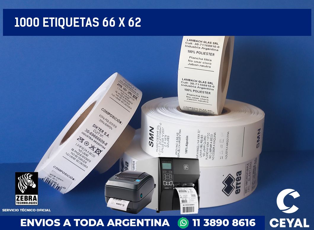 1000 etiquetas 66 x 62