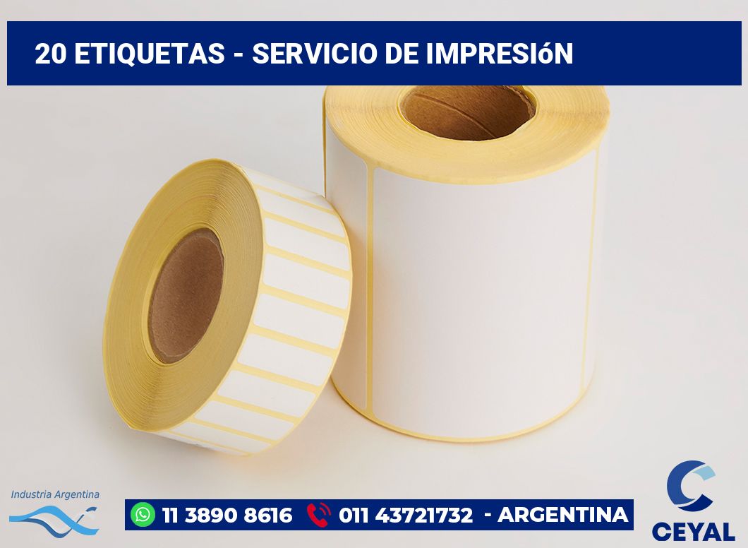 20 etiquetas - servicio de impresión