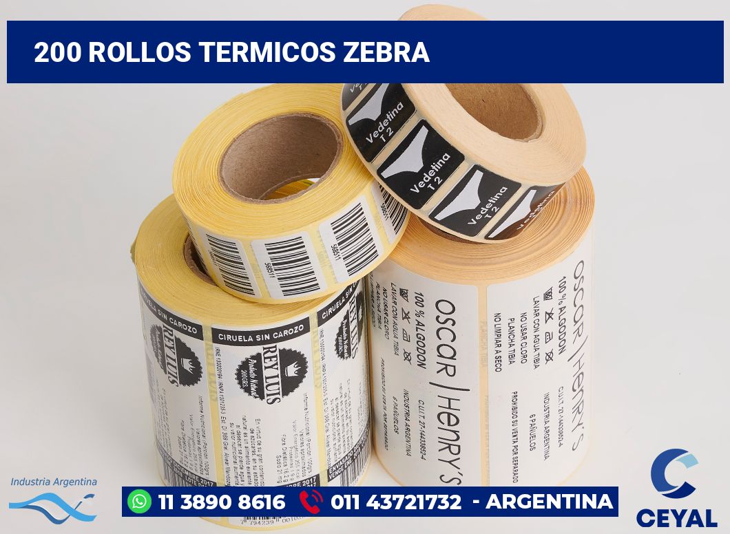 200 Rollos termicos zebra