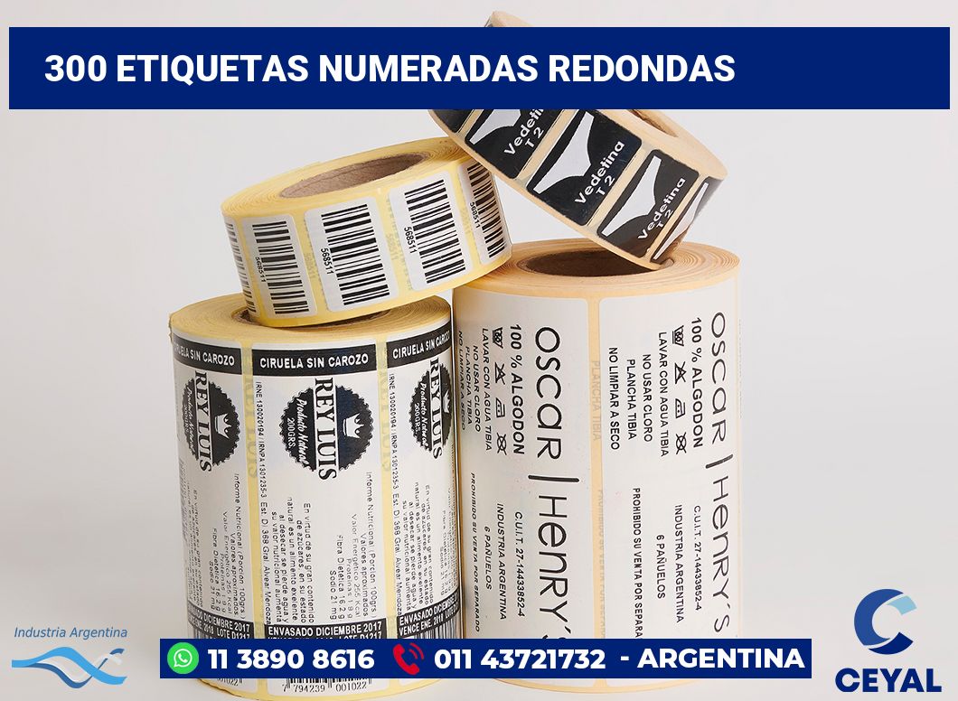 300 Etiquetas numeradas redondas