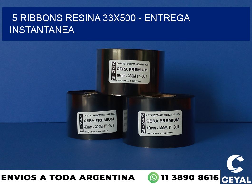 5 Ribbons resina 33×500 – entrega instantanea