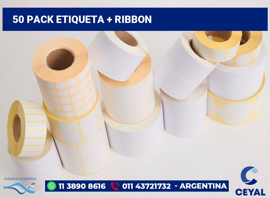 50 Pack etiqueta + ribbon