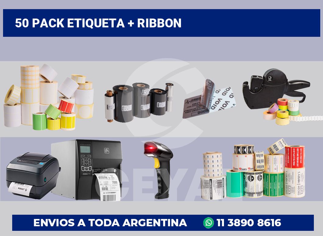 50 Pack etiqueta + ribbon