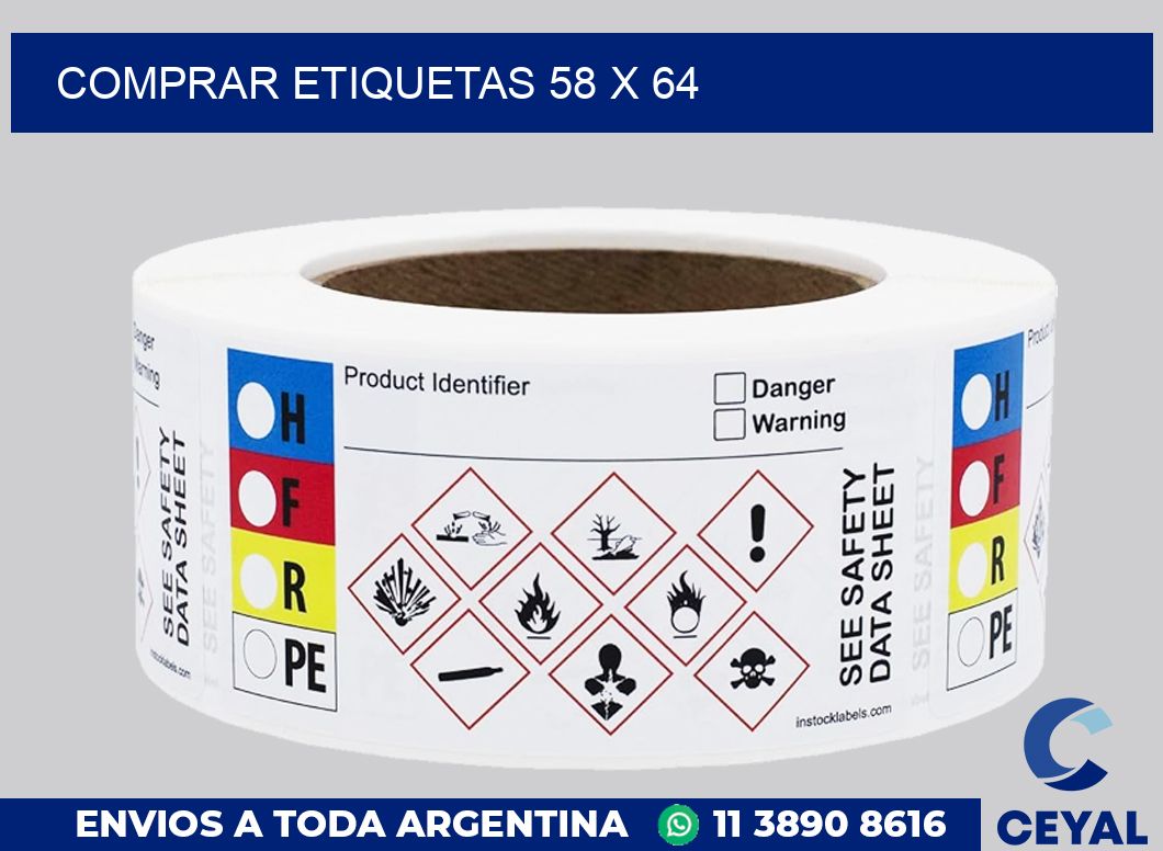 Comprar etiquetas 58 x 64